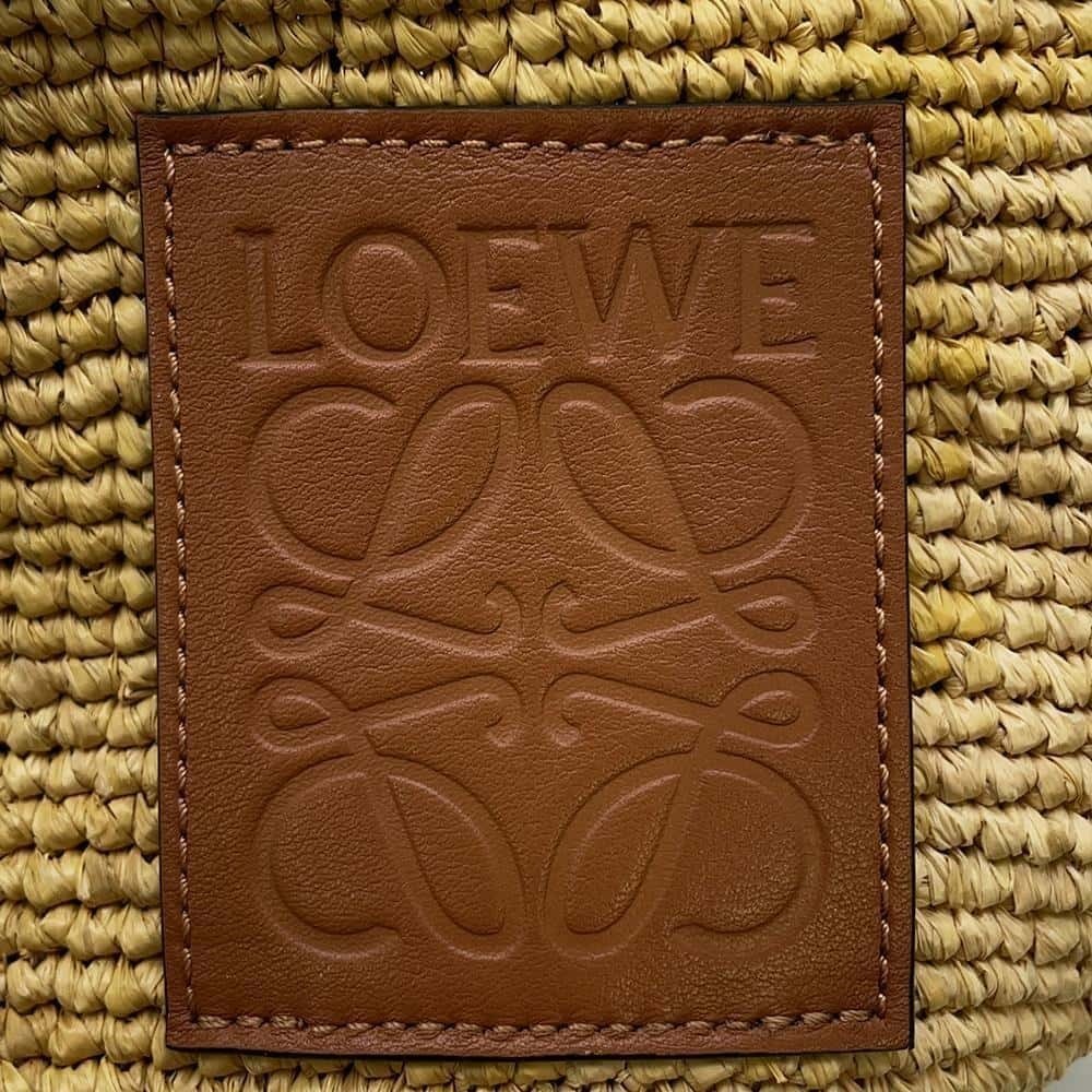 Loewe Tote Bag Slit Raffia Leather Shoulder Basket - Picture 12 of 12